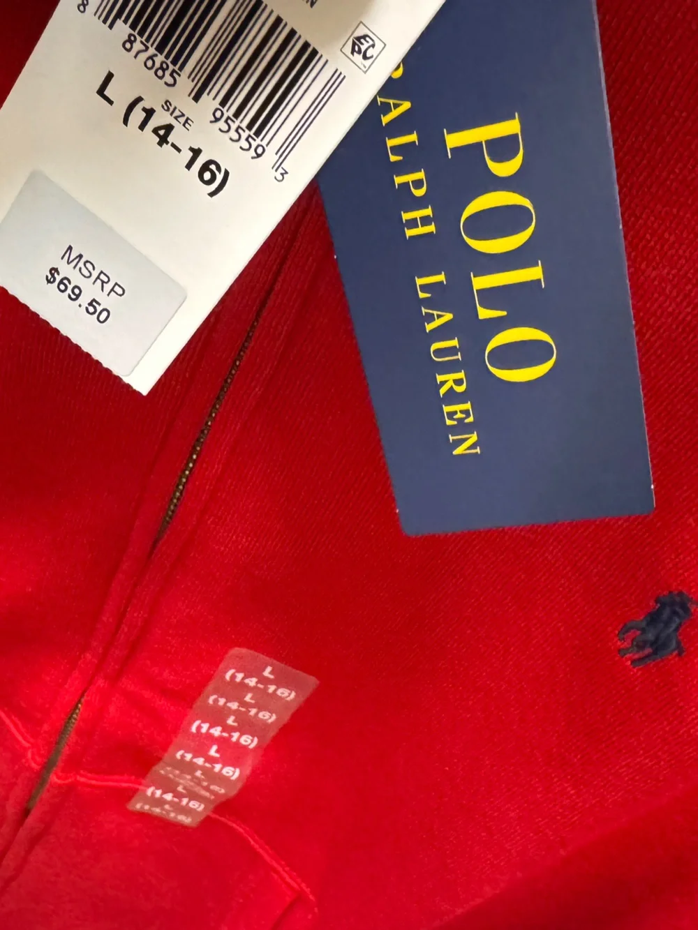Ralph Lauren Kids Bright Red Fleece Zip Hoodie